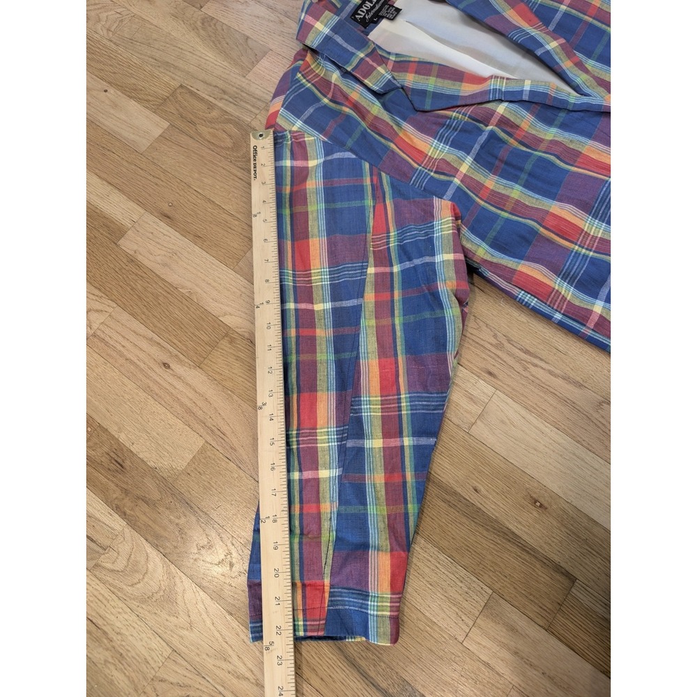 Adolfo Blazer Womens Large Plaid Preppy Oversized Blue Yellow Work Office - Picture 8 of 10